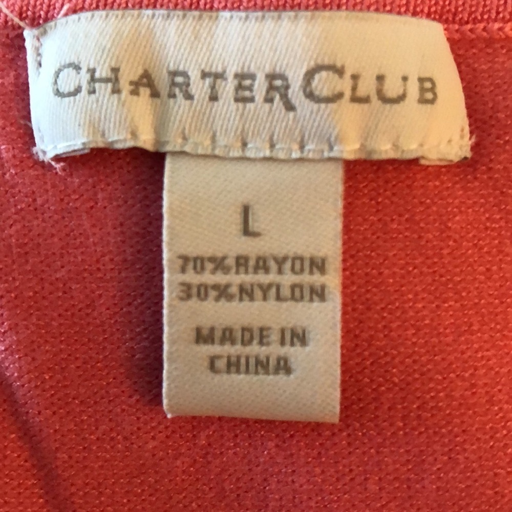 CHARTER CLUB CARDIGAN Lightweight SWEATER in Coral NWOT sz L - Picture 5 of 5